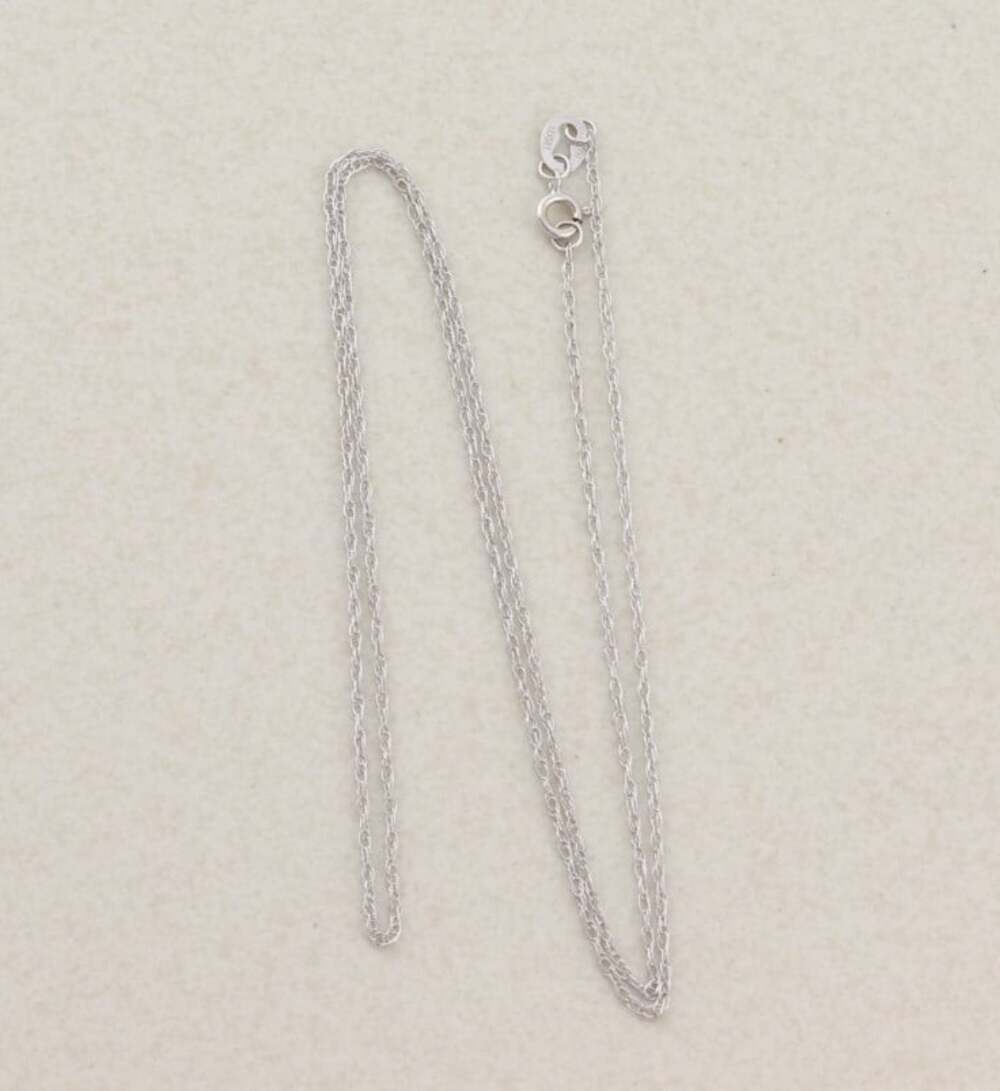 10k White Gold Dainty Delicate Thin Chain Necklace 18" Prince of Wales Style